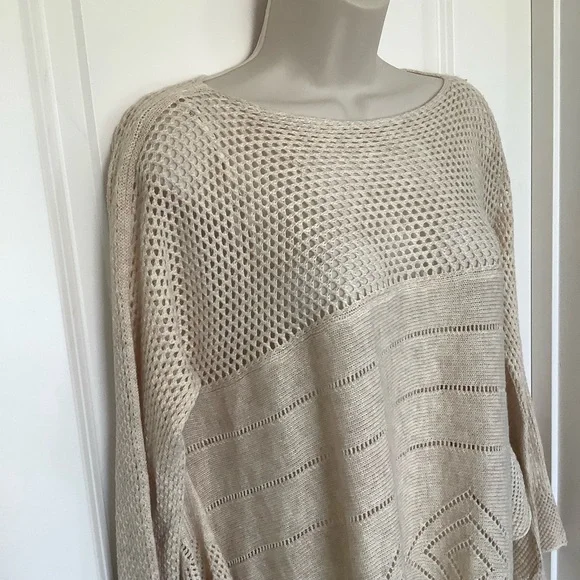 NWT Ciel Bohemian Sweater Shrug Pullover M Southwestern Beige Boho Knit - Picture 3 of 10